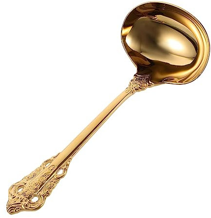 HOLIDYOYO Cuchara De Sopa Dorada Cucharón Para Sopa Cuchara Sopera De Cocina Cucharón Para Olla Caliente Práctica