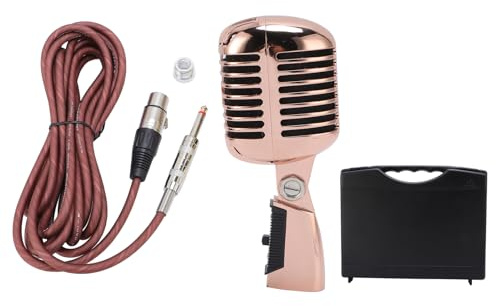 Dynamisches Mikrofon, Handheld -Mikrofon für Gesang mit Cardioid -Pick -up -Muster, Retro -Cardioid -Abholungswinkel -einstellbares Mikrofon für die KTV der Bühnenleistung (Rose Gold)