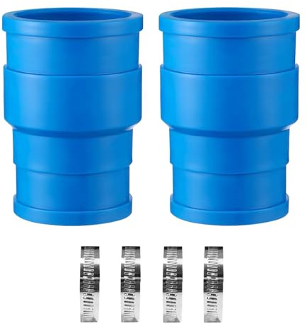 Pool Vakuum Schlauchadapter, 1 1/2 Zoll Pool Skimmer Schlauch Adapter, Pool Zubehör für Intex Adapter, Gummi Schlauchverbinder mit 4 Schlauchklemmen für oberirdischen Pool und Poolfilter