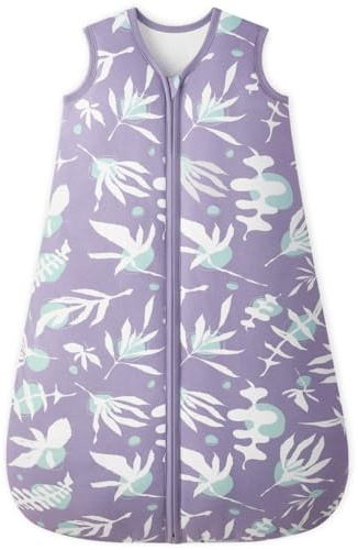 Unnivoll Schlafsack Baby Winter 2,5 Tog Baby Schlafsack 12-18 Monate Baumwolle Babyschlafsack Neugeborene Winterschlafsack Baby Warm und Weich 84 cm für Jungen Mädchen Lila Blatt