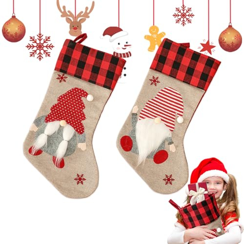 2 calcetines de Papá Noel grandes, calcetines de Navidad para colgar, botas de Papá Noel para rellenar, calcetín de Papá Noel, zapatos de Papá Noel para rellenar, decoración para chimenea, pared