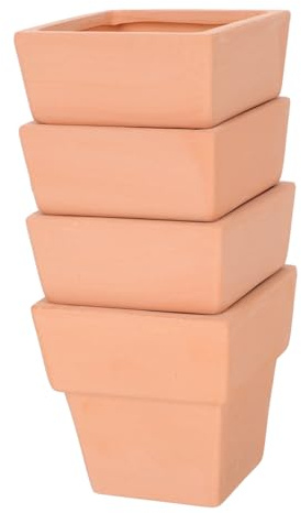 Homoyoyo 4 Pezzi Vasetti in Terracotta Quadrati per Piante e Cactus Vasi in Drenaggio per ed Esterni Dimensioni per e Bonsai