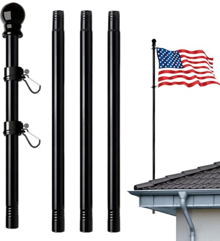 Generisch Mât de drapeau extérieur - Mât de drapeau d'habitation, kit de pôle télescopique en acier inoxydable de 6 m, haute performance - Kit rotatif pour jardin, garage, cour, patio