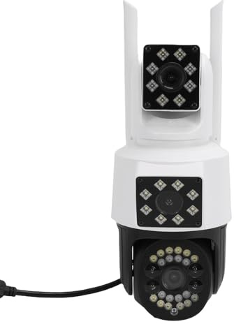 KIMISS 1080P PTZ Outdoor wasserdichte Kamera WiFi 360 Grad Triple View Außenkamera AI Menschliche Erkennung APP Remote Sharing (EU-Stecker)