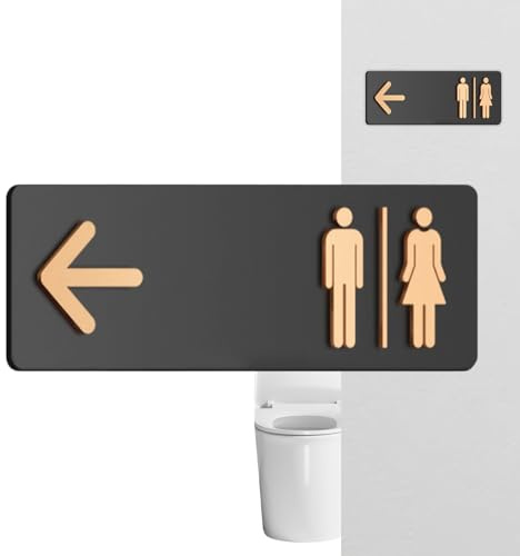 Segnale per servizi igienici – Indicatore direzionale per WC, design trasparente con simbolo universale, costruzione liscia e resistente, display professionale per interni per affari, casa, ristorante