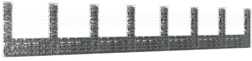 Nqyjm Clôture en Maille de Jardin Panier de Gabion en Forme de U avec 8 Poteaux Fer 860x20x150 cm, Mur à Gabion Cages à Pierres pour Terrasse Extérieur Pelouse Décorative