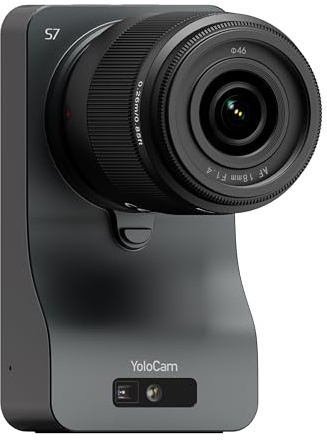 YOLOLIV YoloCam S7 with 18mm F1.4 MFT Lens, 4K/60fps Live Streaming Webcam | ToF AutoFocus, Interchangeable lenses, 4/3 IMX SENSOR, DUAL NATIVE ISO, AI COMPOSER, HDMI & USB Out for PC/Mac