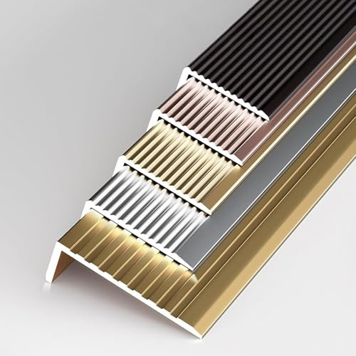 Treppenkantenprofil Rutschfest Aluminium L-Profil Stufenkantenprofil für Fliesen Kantenschutz Treppe Abschlussprofil Winkelprofil Wasserdicht Feuchtigkeitsbeständig Oxidationsbeständig (2x135 cm)