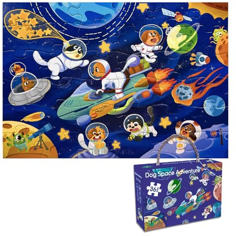 GIVEITALL Jigsaw Puzzles for Kids Ages 3-5 Year Old,36 Pieces Dog Planet | Animal Floor Puzzles for Toddler 4-6 Year Old,Educational Puzzles Toys ,Creative Gifts for Boys Girls
