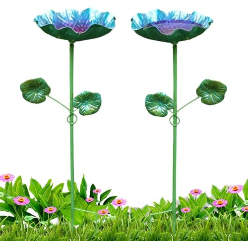 Bagno da Esterno per | 2 Pezzi di Arte in Ferro a Forma di - Vasca Da Di Giardino In Metallo Con Alimentatore - Adatto a Farfalle Patio Giardino Posteriore Prato