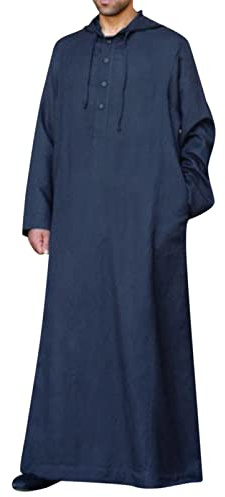 Générique Herrskjorta i bomullslinne långärmad ledig sommar andningsbar flytande fräsch normal passform knäppt krage elegant strand fritid semester A159, Marin, XL