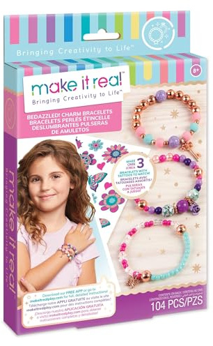 Make It Real – Bedazzled! Charm Bracelets – Blooming Creativity. DIY Charm Bracelet Making Kit for Girls. Arts and Crafts Kit to Create Unique Tween Bracelets with Beads, Charms & Tattoo Stickers