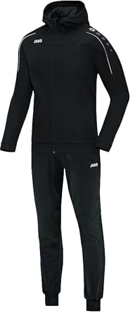JAKO Trainingsanzug Herren & Damen Polyester Classico mit Kapuze Schwarz XL - Jogginganzug 2-teilig für Sport und Alltag, Jogginghose & Trainingsjacke
