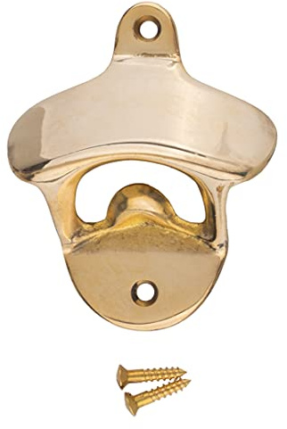 Cast Brass Classic Bottle Opener Wall Mounted | Vintage Bar Accessories for The Home or Restaurant | UA-725-PB