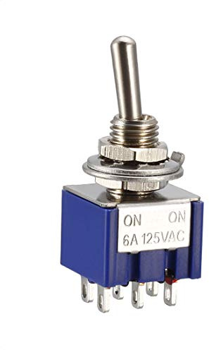 sourcing map Guitar Mini Latching Toggle Switch DPDT 2 Position 6 Pin on on Boat Switches Bule