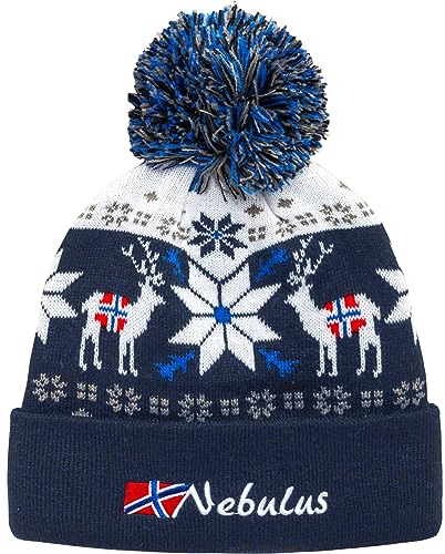 Nebulus Unisex Mütze Inverno, mit Norweger Muster, mit Bommel, OS