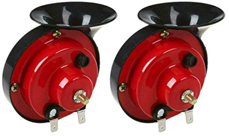 2 Stück Train Horn, Lautsprecher Auto Zug Hupe 12V für Auto, Drucklufthorn Fanfare Fahrradhupe, Elektrisch Super Horn für Motorrad LKW Cars Boot Universal Wasserdicht 300DB (Rot)