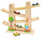 Rampe per auto in legno|Scivolo per auto a zig zag|Giocattoli per bambini Pista da corsa in legno con 4 macchinine in legno per regali per bambini di 3 anni