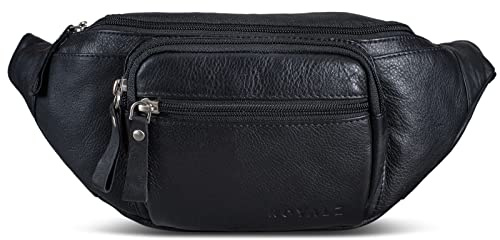 ROYALZ 'Alabama' marsupio in pelle da Uomo e Donna Borsa da Vita da Cintura look Retrò Vintage Borsello Moderno in Cuoio Vero, Colore:Nero