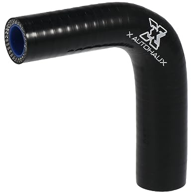 X AUTOHAUX Acoplador Manguera De Silicona 90 Grado Negro 1Pc Para Coche | 16Mm/22Mm Id, 26Mm/32Mm Od, 100Mm Longitud, 5Mm Grosor, Temperatura -60°C A 300°C, Universal