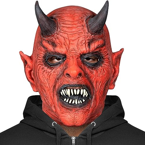 Zadin Algol Devil Mask - Latex Headgear for Halloween Fright Decoration - Demon Face Mask