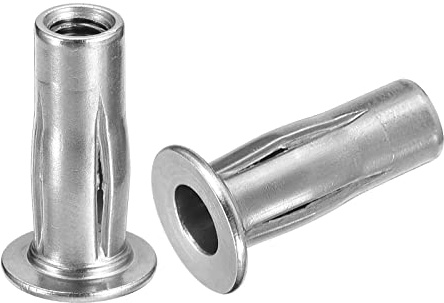 sourcing map Dadi per rivetti M5 multi-grip, 5 dadi filettati a testa piatta con gambo pre-bulbato, in acciaio inossidabile 304, più dadi per edilizia industriale