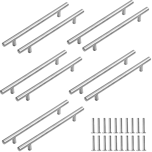 Pinsheng 10 Piezas Tiradores Para Armarios, Cocina y Cajones - Plateados Vintage de Acero Inoxidable - Para Muebles y Puerta Corredera (160mm)