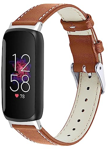 SeNool Armband Kompatibel mit Fitbit Inspire 3, [Echt Lederarmband], Ersatzarmband Uhrenarmband für Fitbit Inspire 3