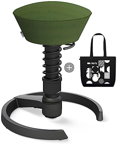aeris Swopper Air mit Baumwolltasche, Ergonomischer Hocker, Bürohocker höhenverstellbar, Vielseitiger Sitzhocker für einen gesunden Rücken, Bürostuhl ohne Rollen, 45-59 cm Sitzhöhe, Feder Standard