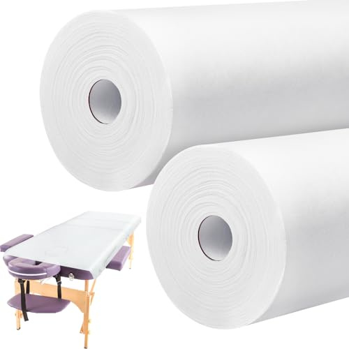 Tudomro 2 Rolls Disposable Massage Table Sheets,Non Woven, White