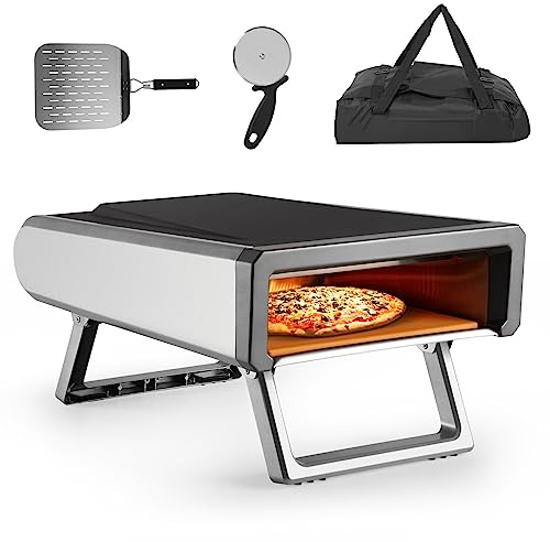 Four à pizza de 30,5 cm, four à pizza portable en acier inoxydable, avec gaz propane, kit d'accessoires, four à pizza pour extérieur, jardin, cuisine, camping