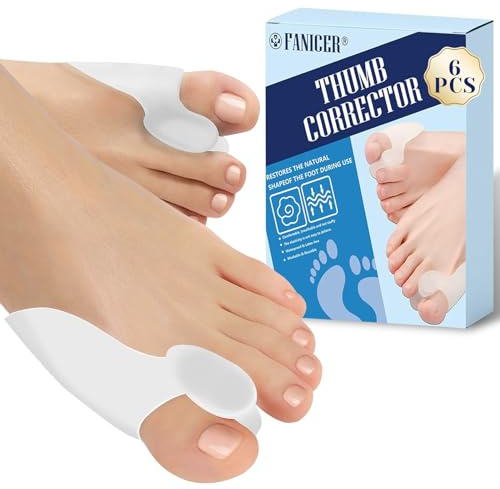6 Stück Zehenspreizer Silikon Hallux transparent,Ballenschutz für Großzehe, für Spreizung und natürliche Ausrichtung der Zehen-lindert durch Druck-Universalgröße