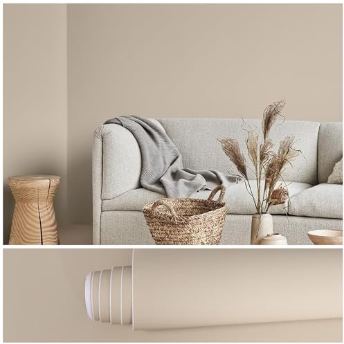 VEELIKE Papier peint beige mat vintage - 40 x 900 cm - Film vinyle autocollant pour meubles - Dos adhésif - Lavable - Pour cuisine, chambre à coucher, salle de bain, armoires