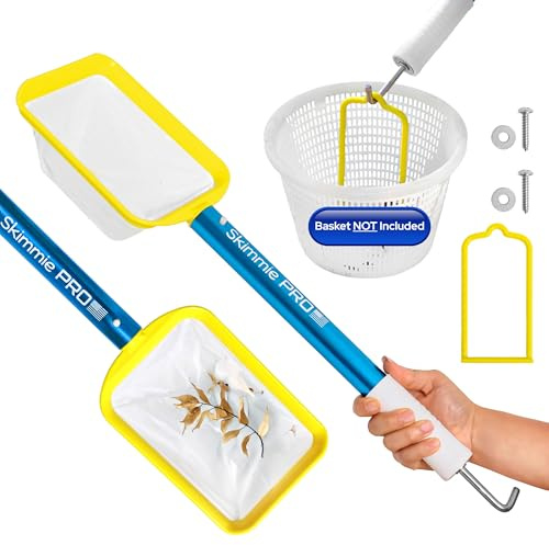 Skimmie Pro (Short Version) 22.5” Pool Skimmer: Lightweight, Fine Mesh Net, & Stainless Steel Hook – Ideal for In-Ground/Above-Ground Pools, Fountains, Ponds, Hot Tubs, & Cold Plunges