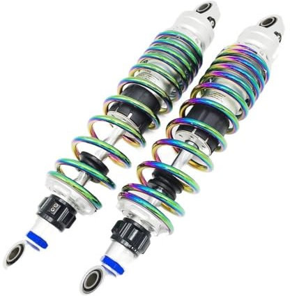 LIUCHUCHU Motorrad StoßDäMpfer 2 STÜCKE Universal 310mm 330mm 340mm 350mm Motorrad/Roller Einstellbare Zugstufendämpfung Bunte Feder Runde hintere Stoßdämpfer StoßDäMpfer(350MM)