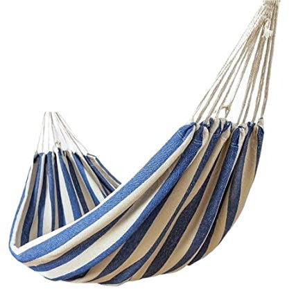 Tragbare Hängematte für Camping und Wandern, leichte Reise-Hängematte für Garten und Rucksackreisen, Innen- und Außenbereich, Schaukel für Freizeit und Entspannung (Blau, 200 x 80 cm)