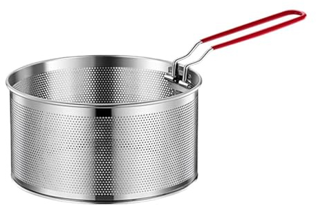 LOVIVER Panier à friteuse, panier à friture de cuisine, rond multifonction avec poignée pour friture profonde pour pâtes, ailes de poulet, rondelles d'oignon, 20cm
