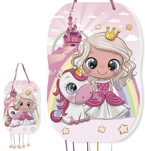 trookee - Piñata anniversaire d'enfant licorne et princesse - Décoration d'anniversaire pour enfants - Grande pinata à remplir avec des friandises et des cadeaux pour garçons et filles - Friandises,