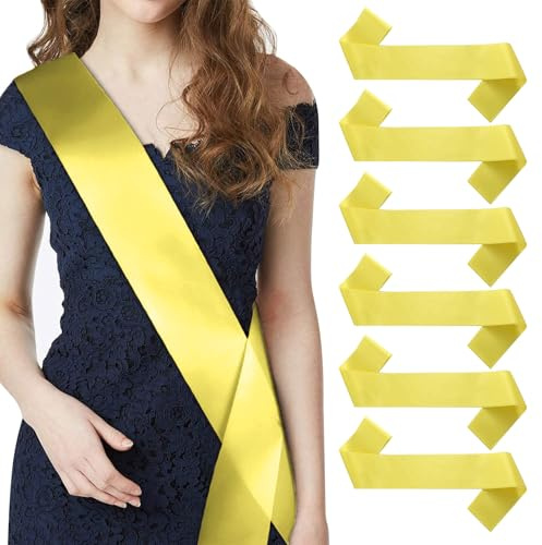 Kotkiddy 6 fajas vacías para manualidades, lisas, de satén, para decoración de bodas, fiestas, color amarillo