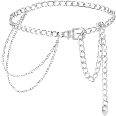 Manfnee Western Metal Concho Belt for Women Cowgirl Chain Belts for Dresses Jeans Country Concert Outfit