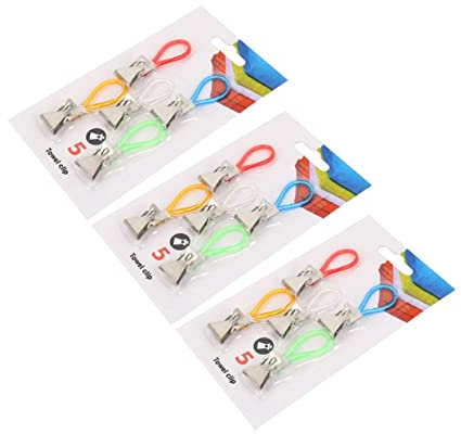 Cabilock Lot de 15 Porte-Serviettes Mixtes – Pinces À Serviettes en Corde Métallique – Pince Solide – À Linge Pratiques – Maison Et Salle De Bain