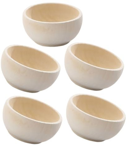 Alipis 5pcs Wooden Small Bowl Unfinished Mini DIY Bowls for Decor Delicate Wood Toys DIY Accessories