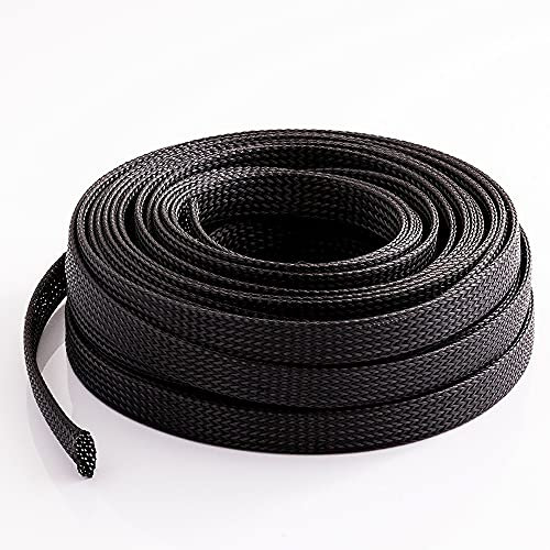 HFGDRH Guaina per Cavi Flessibile, Involucro Intrecciato in Fibra di Carbonio ad Alta Temperatura Nero 25,4 mm