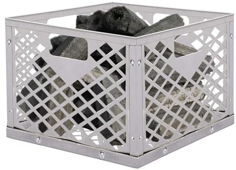 Cestino a carbone - Inserto per in metallo, supporto a carbone robusto | Organizzatore di combustibile per barbecue eccentrato, griglia di cottura esterna, vassoio raccogli ceneri, strumento di