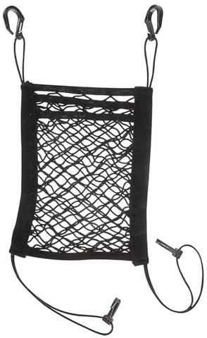 Auto Netz Organizer Schwarz aus Gewebe, Doppellagiges Aufbewahrungsnetz | Ordnungssystem Auto, Flexible Netzstruktur, für Vorder und Zwischenraum, Einfache Montage