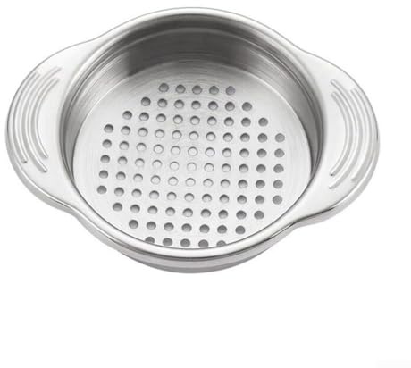 Piccolo scolapasta per alimenti con struttura in acciaio inossidabile resistente alla ruggine, design antiscivolo a due manici e fori di drenaggio multipli per scolare velocemente e pulire