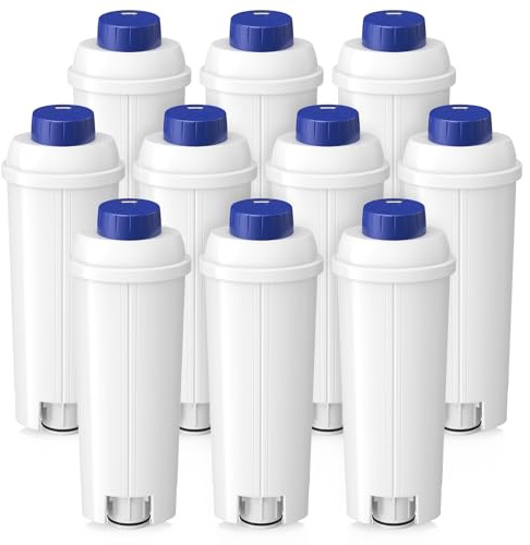 10 Pack DLSC002 Water Filter for DeLonghi Coffee Machine | Water Filter Replacement Compatible with De'Longhi ECAM, Esam, ETAM, BCO, EC Series Coffee Machine