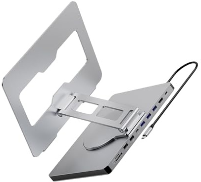 Soporte para portátil y estación de acoplamiento con 10 puertos y soporte giratorio de 360 grados para oficina y hogar PD100W soporte giratorio para laptop