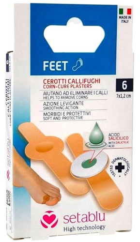 6 Pansements Coricides Haute Technologie pour Pieds - Traitement et Élimination Rapide des Cors, Durillons et Oeils-de-perdrix, 6 Pansements Souples Hypoallergéniques