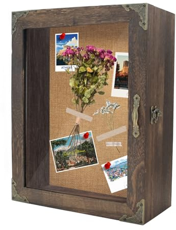 11x13 Inch Wooden Shadow Box Frame Depth 5'', Rustic Display Case with Clear Acrylic Window for DIY Crafts Graduation Memorabilia Awards Medals Dried Bouquet Photos Wedding Keepsake